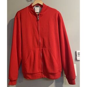 Muleskins Jacket Red Zip Up Sweatshirt Waffle Lined USA‎ Made Vintage Large